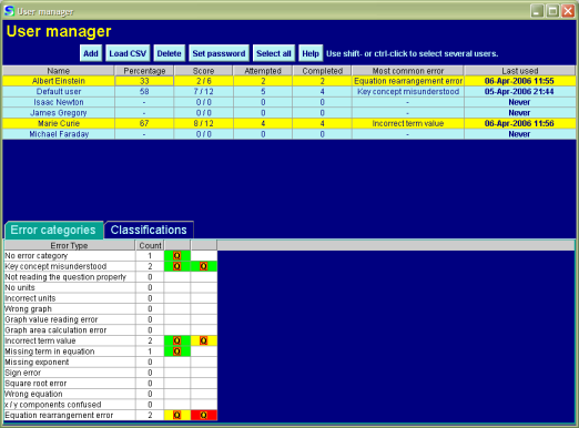 Screenshot of the user manager